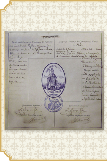 2024 : 140ème anniversaire de la marque de fabrique Au Grand saint Nicolas déposée par Louis Lefèvre-Denise en 1884
