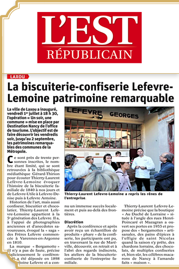 7 juillet 2022 : La biscuiterie-confiserie Lefèvre-Lemoine patrimoine remarquable.